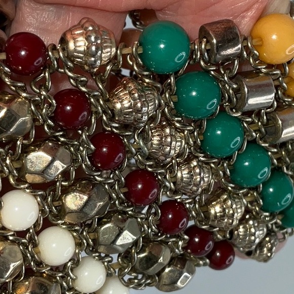 Bold Multi-Colored Beads & Chain Stretch Bracelet - Picture 12 of 12